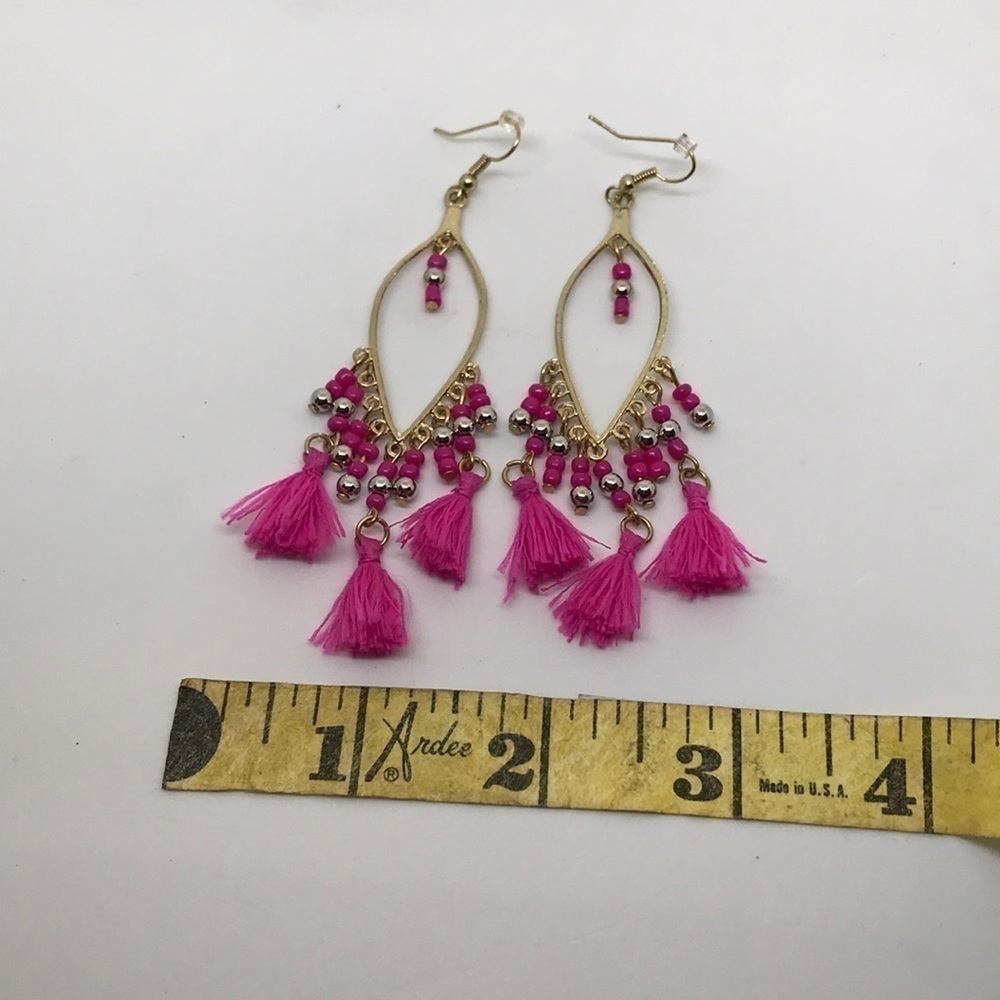 PINK TASSEL EARRINGS ✨✨✨ - Picture 3 of 3